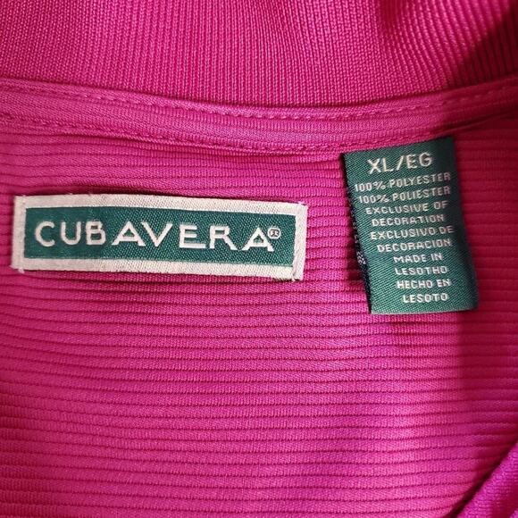 2/$30 Cubavera Polo Shirt Magenta with Pinstripes Size XL Collared Short-sleeved - Picture 3 of 8